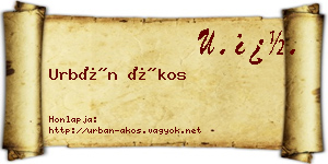 Urbán Ákos névjegykártya